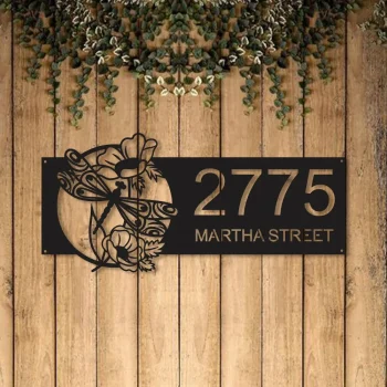 Personalized Dragonfly Metal Address Sign House Number, Hanging Address Number Plaque, Garden Stake, Yard Sign, Outdoor Sign, Address Sign