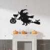 Halloween Flying Witch Wall Decor, Halloween Wall Art, Witch On Her Flying Broom, Metal Sign, Haunted House Sign, Scary Sign, Spooky Sign