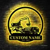 Custom Excavator Driver Metal Wall Art Led Light Personalized Excavator Name Sign Home Decor Construction Decoration Birthday Xmas Dad Gift