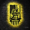 Custom Firefighter Maltese Cross Metal Wall Art Led Light - Personalized Fireman Name Sign Home Decor - - Ideal For Home Decor & Gift