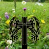 Custom Memorial Cross With Wings Metal Stake, Loss Of Loved One Garden Stake, Sympathy Gift, Grave Marker, Personalized Angel Wings Cross Stake