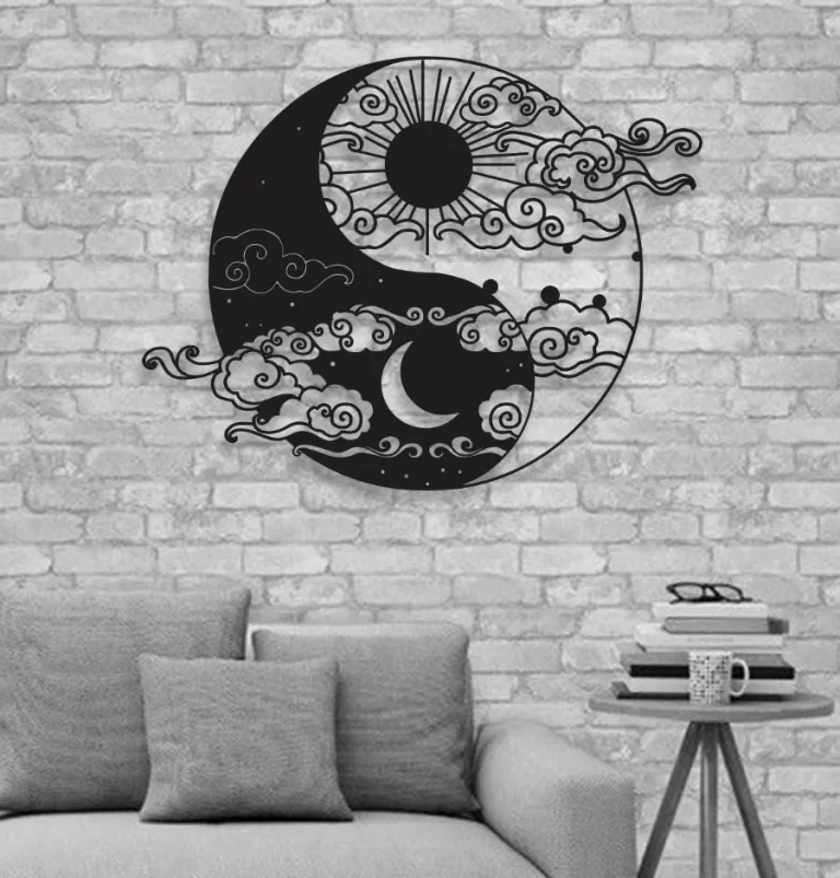 Ying Yang Led Light Sign, Unique Yogo Room Metal Wall Decor, Porch Metal Wall Art, Metal Wall Art Day And Night, Easy To Hang, Housewarming