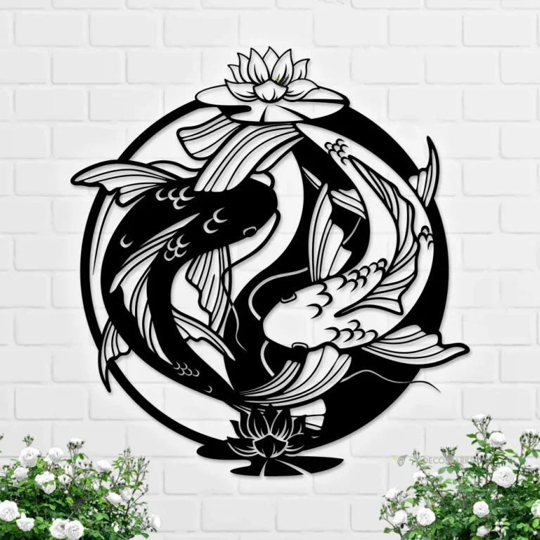 Couple Koi Fish Sign Yin Yang Koi Fish Metal Wall Art Home Decor Pet Fish Nursery Decoration Housewarming Birthday Dad Gifts Koi Fish Sign