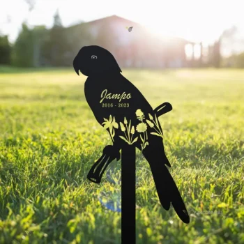 Personalized Parrot Pet Memorial Stake, Sympathy Sign, Pet Grave Markers, Remembrance Stake, Outdoor Parrot Garden Decor, Metal Stake, Parrot Loss