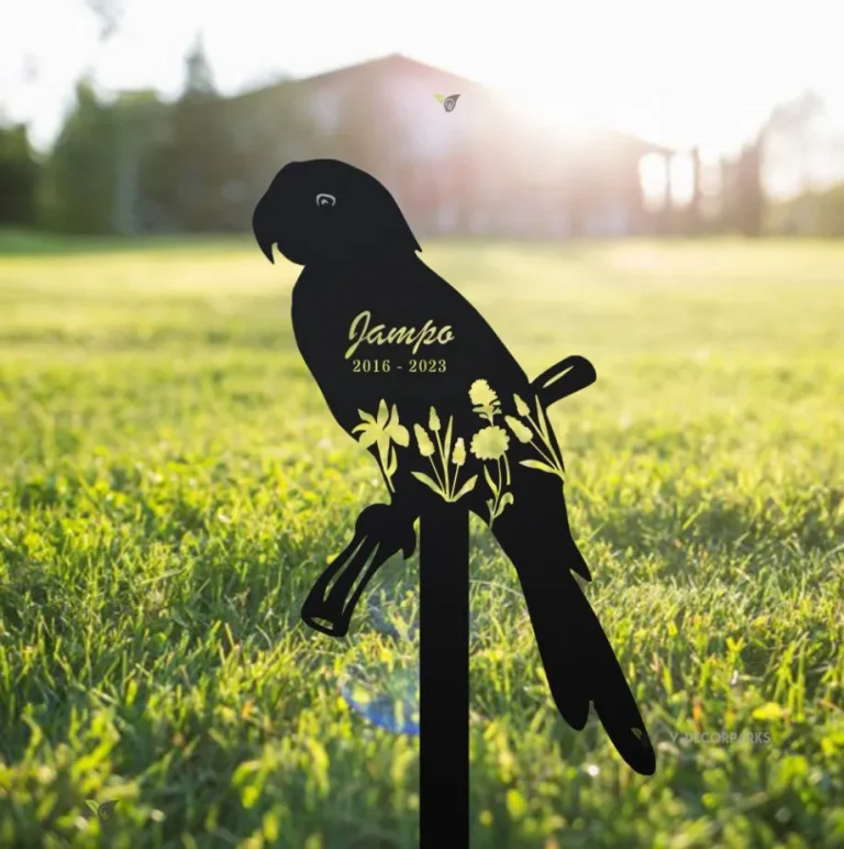 Personalized Parrot Pet Memorial Stake, Sympathy Sign, Pet Grave Markers, Remembrance Stake, Outdoor Parrot Garden Decor, Metal Stake, Parrot Loss