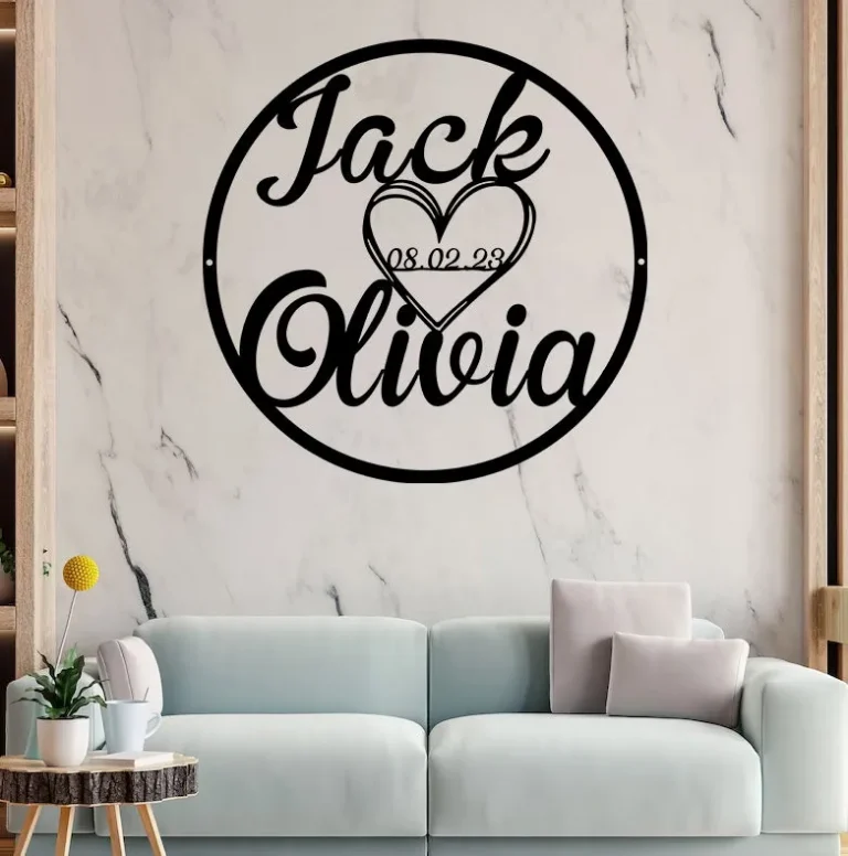 Personalized Wedding Gift For Couple, Wedding Date Sign, Engagement Announcement Sign, Anniversary Gift, Heart Sign With Names And Date