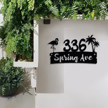 Personalized Flamingo Address Metal Sign, Custom Beach Flamingo Metal Sign, Address Sign, House Numeber, Beach House Sign, Address Number Sign