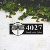Personalized Dragonfly Metal Address Sign, Dragonfly House Number Hanging Address Plaque, Address Number Sign, Front Door Decor, Outdoor Sign