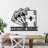 Personalized Poker Metal Wall Art, Poker Game Room Decor, Gamer Gift Custom Monogram Sign Royal Flush Sign, Gift For Poker Lover, Poker Sign