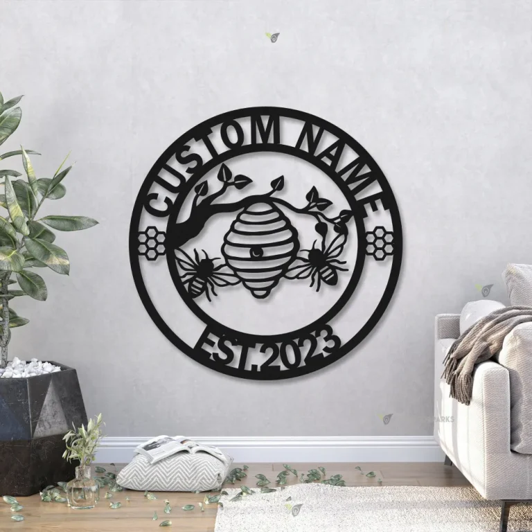 Personalized Bee Family Name Established Sign, Custom Bee Metal Sign, Honey Bee Metal Wall Art, Bee Decor, Bee Keepers Gift, Beekeeping Wall Art