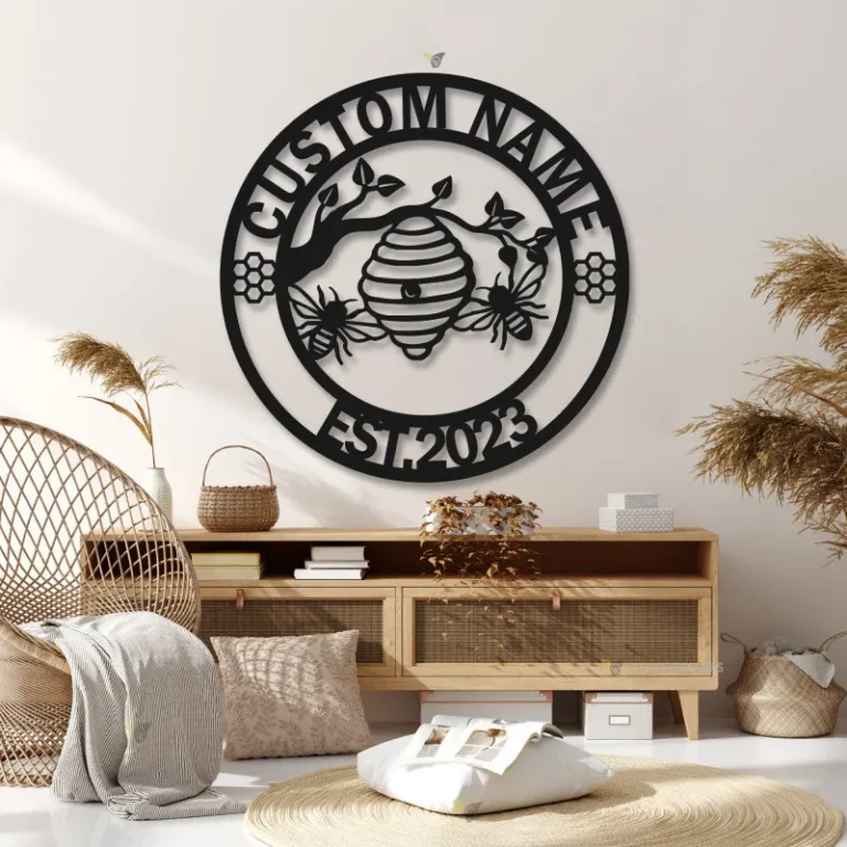 Personalized Bee Family Name Established Sign, Custom Bee Metal Sign, Honey Bee Metal Wall Art, Bee Decor, Bee Keepers Gift, Beekeeping Wall Art