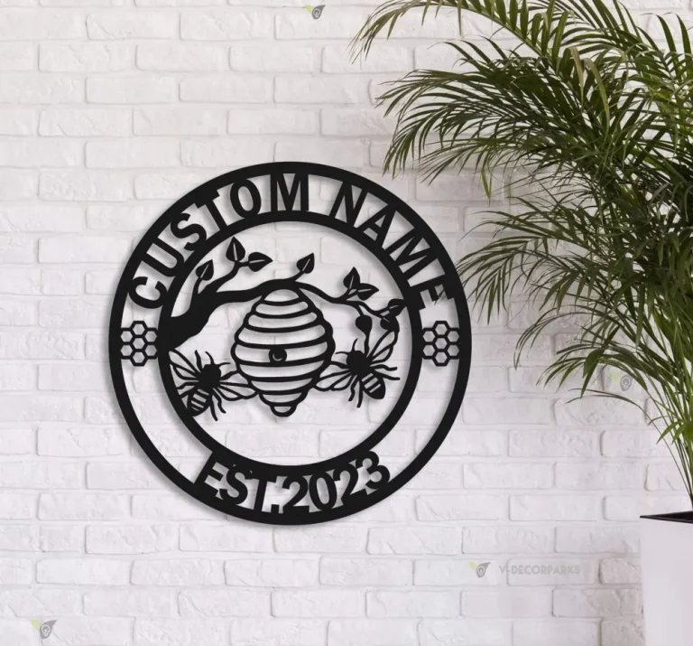Personalized Bee Family Name Established Sign, Custom Bee Metal Sign, Honey Bee Metal Wall Art, Bee Decor, Bee Keepers Gift, Beekeeping Wall Art