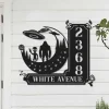 Custom Bigfoot Sasquatch With Us Flag Number Metal Address Sign, Outdoor House Number, Address Plaque, House Number Metal Name Sign Outdoor