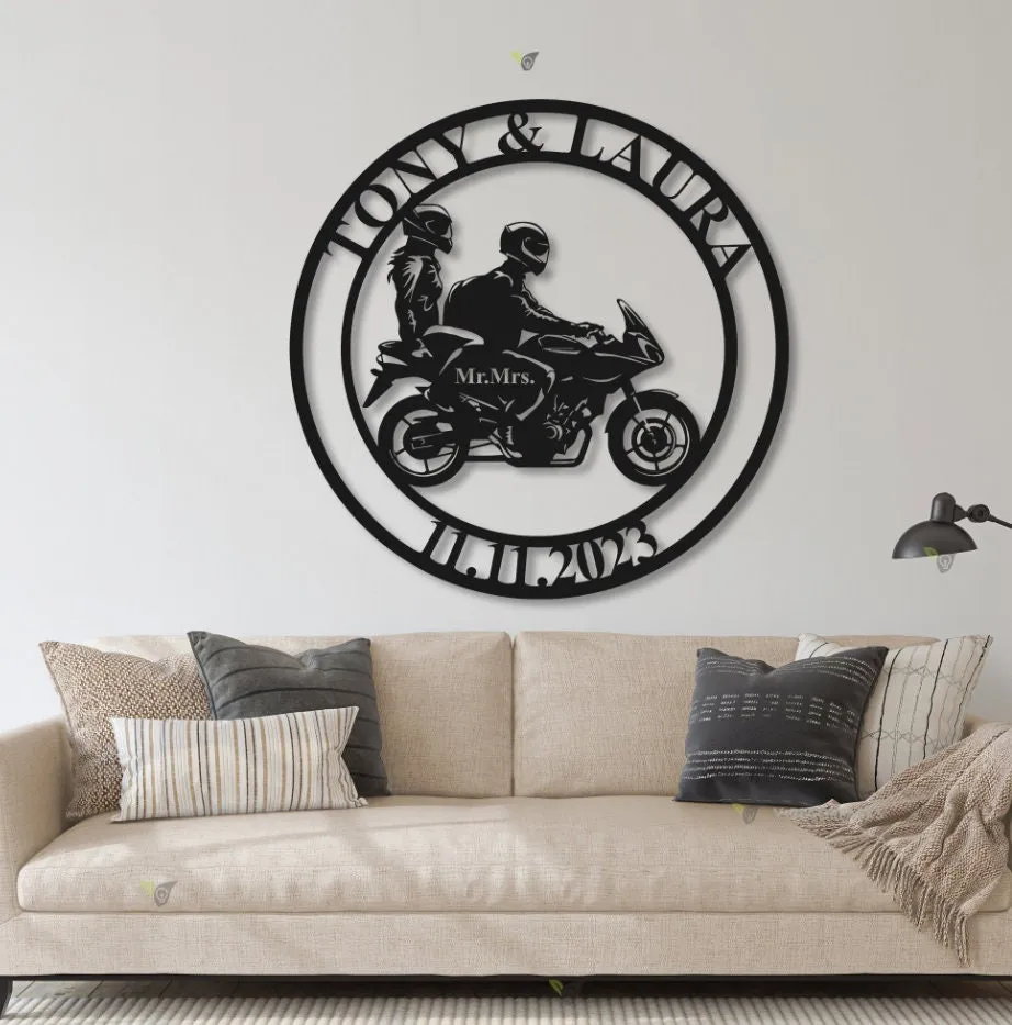 il_fullxfull.5410442404_mq0d-1.webp Personalized Biker Couple Metal Led Light Sign, Custom Motorcycle Rider Wall Art For Decor, Anniversary Gift, Wedding Gift Motorcylce, Biker Couple Gift