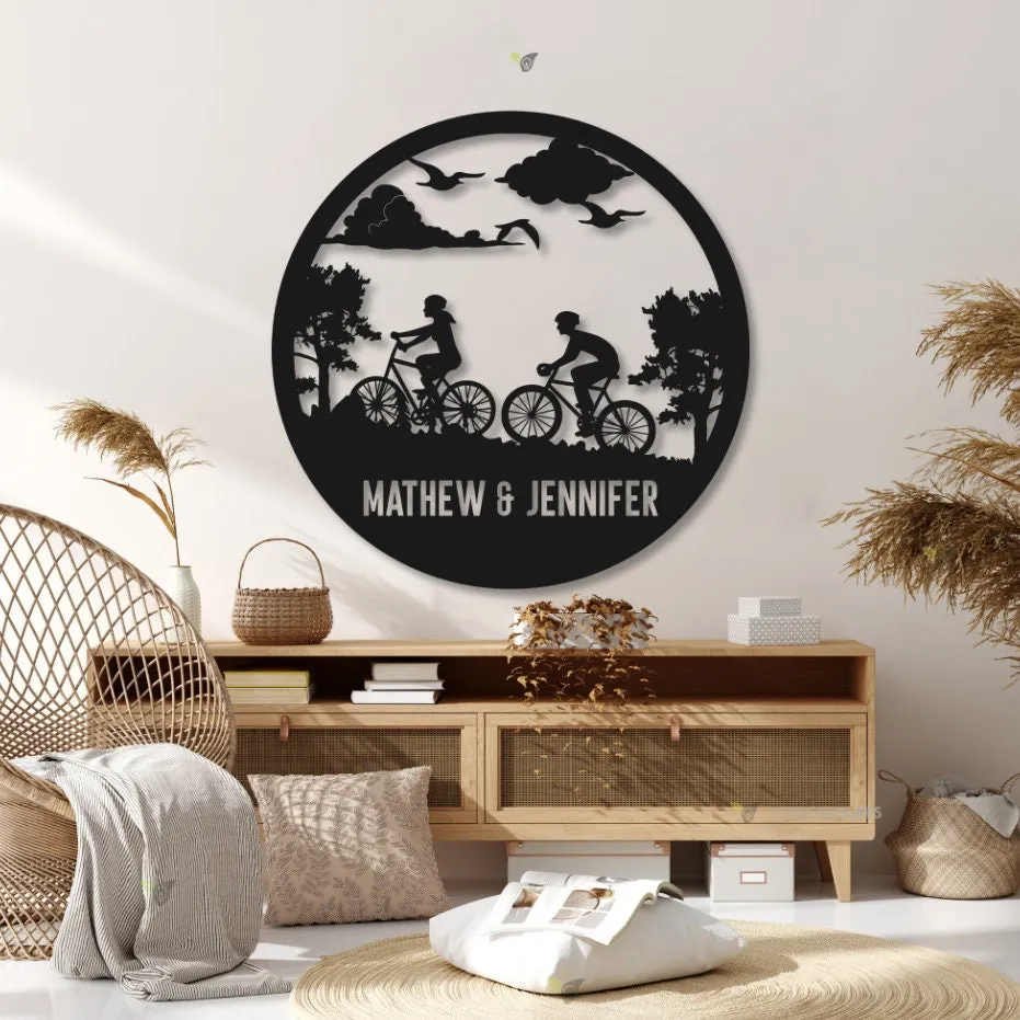 il_fullxfull.5410448618_9c1d-1.webp Personalized Mountain Biking Led Light Sign, Metal Biking Led Sign, Biker Name Sign Riding Bicycle Metal Wall Art, Bicycle Lovers Gift, Biking Couple Gift