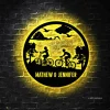 Personalized Mountain Biking Led Light Sign, Metal Biking Led Sign, Biker Name Sign Riding Bicycle Metal Wall Art, Bicycle Lovers Gift, Biking Couple Gift
