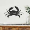 Custom Crab Street House Address Sign, Crab Beach House Decor, Personalized Crab Metal Sign, Crab Wall Art, Crab Name Sign, Crab Home Decor