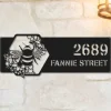 Personalized Bee On Floral Frame Metal Address Sign, Custom House Number, Hanging Address Plaque Yard Sign, Outdoor Sign Garden Stake, Gift