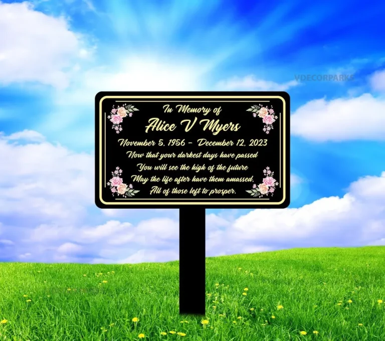 Memorial Plaque With Stake, Metal Grave Marker, Black And Gold Personalized Outdoor, Indoor Memorial Plate, Long Lasting Remembrance Plaque