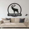 Elk Name Metal Sign, Family Name Sign, Caribou Sign, Elk Hunting Gift, Elk Hunter Christmas Gift, Last Name Art, Wall Decor, Elk Antler Sign