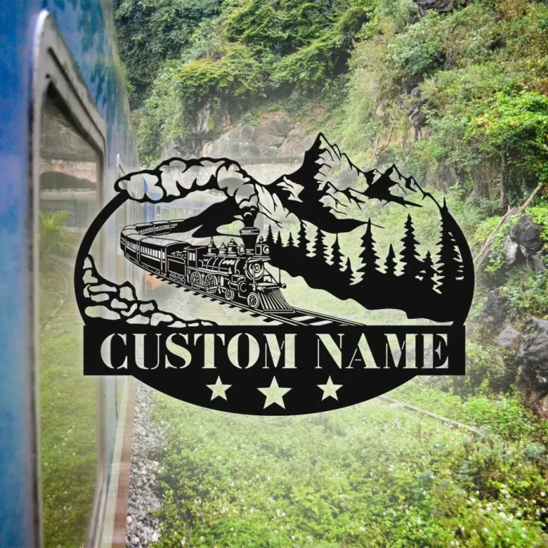 Personalized Train Sign Railroad Sign Train Custom Railway Sign Train Metal Sign Metal Wall Decor Train Name Sign Gift For Him Train Sign