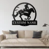 Custom Cowgirl Running Horse Metal Sign With Led Light, Horse Girl Riding Sign, Personalized Cowgirl Name Sign, Female Lady Rodeo Wall Art