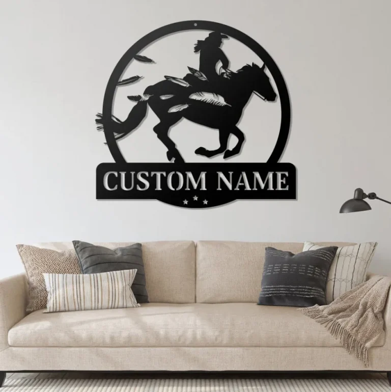 Custom Cowgirl Running Horse Metal Sign With Led Light, Horse Girl Riding Sign, Personalized Cowgirl Name Sign, Female Lady Rodeo Wall Art