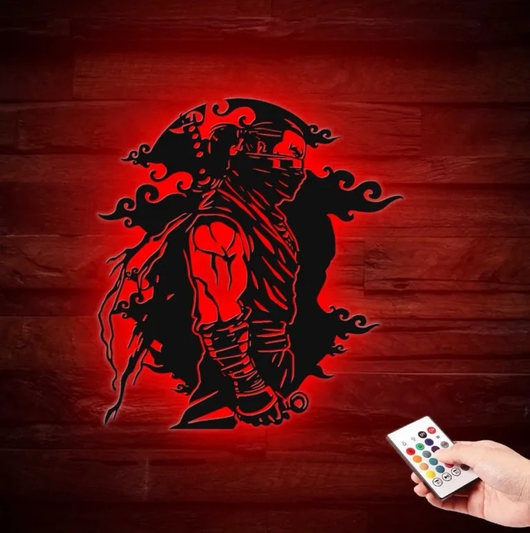 Assassin Metal Sign With Led Light, Ninja Wall Decor, Ninja Art, Lol, Assassin Fan Art, Fan Art, Unique Art, Metal Artwork, Assassin Wall Sign