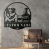 Metal Sign Led Lights, Custom Bourbon Cigar And Bulldog Metal Sign, Personalized Alcohol Smoke Sign, Home Bar Pub Decor Dog Decoration
