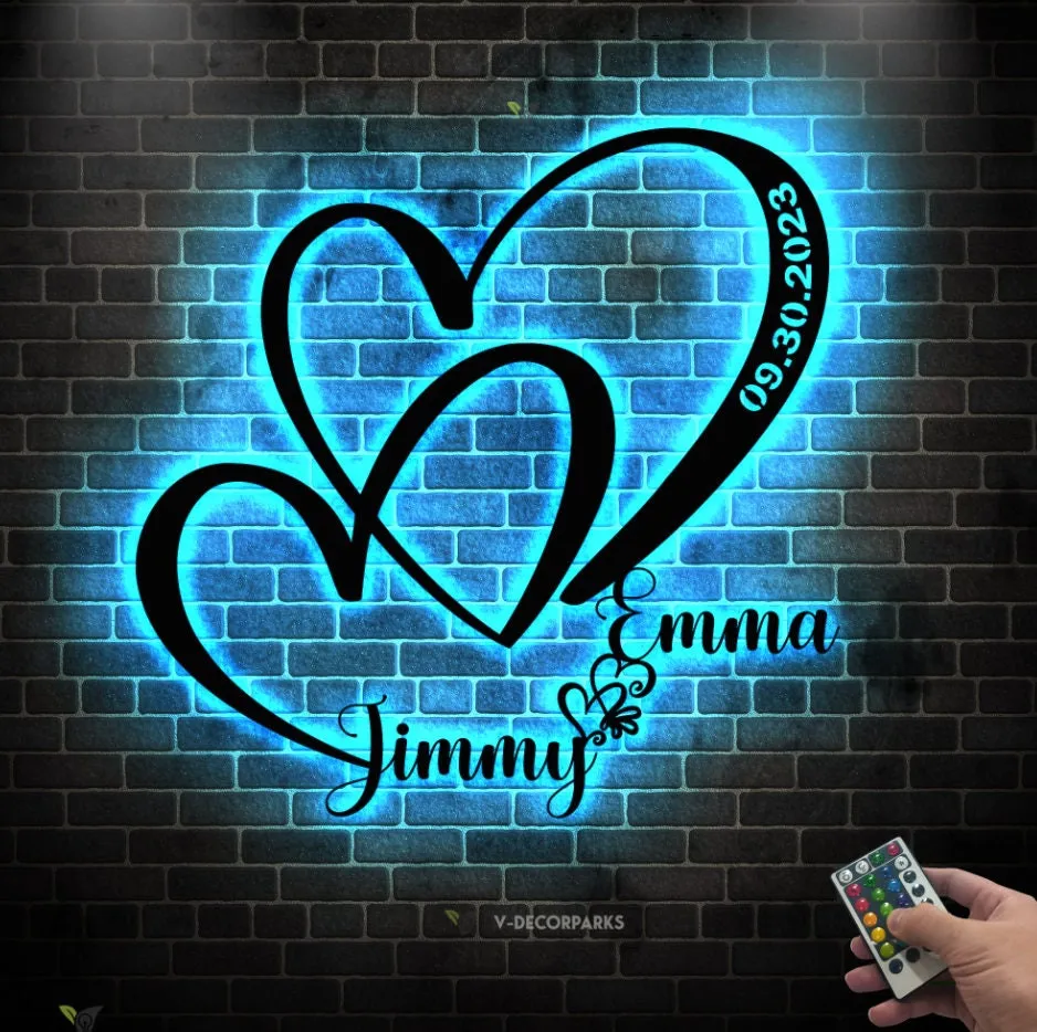 il_fullxfull.5433621147_msfp.webp Personalized Wedding Gift For Couple, Heart Sign With Names And Date, Wedding Led Light Sign, Engagement Announcement Sign, Anniversary Engagement Gift
