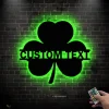 Custom Clover Metal Wall Art Led Light Personalized Shamrock Name Sign Shamrock Lucky Irish Decoration Birthday St Patricks Day Home Decor