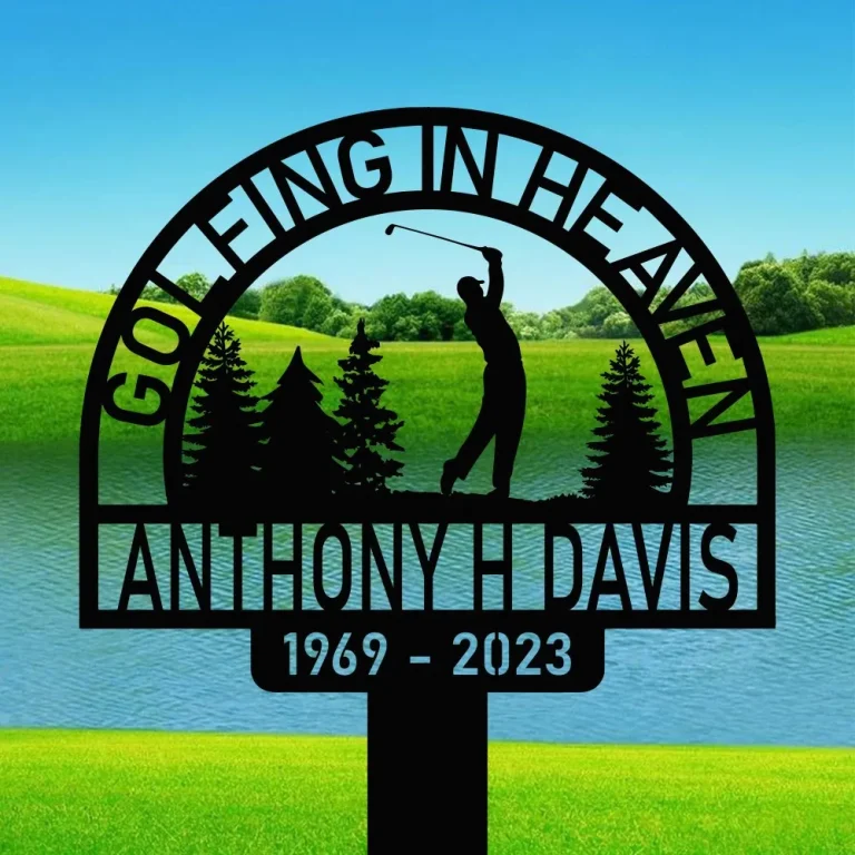 Personalized Golf Memorial Stake, Golfing In Heaven, Father's Day, Metal Stake With Solar Light, Grave Marker, Golfer Loss, Dad Loss, Gift