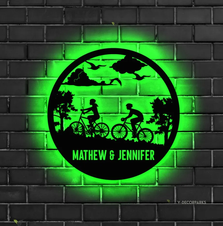il_fullxfull.5458584667_fg84-1.webp Personalized Mountain Biking Led Light Sign, Metal Biking Led Sign, Biker Name Sign Riding Bicycle Metal Wall Art, Bicycle Lovers Gift, Biking Couple Gift