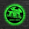 Personalized Mountain Biking Led Light Sign, Metal Biking Led Sign, Biker Name Sign Riding Bicycle Metal Wall Art, Bicycle Lovers Gift, Biking Couple Gift