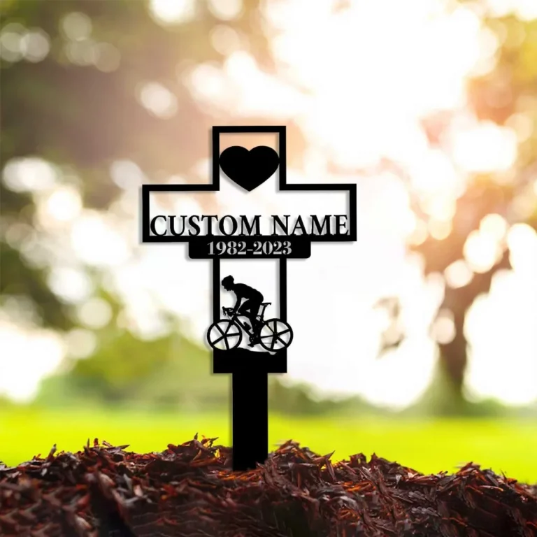 Personalized Cemetery Stake, Bike Rider Loss, Cycling Memorial, In Memorial Of Gift, Bicycle Memorial Gift, Fathers Day Gift, Grave Marker