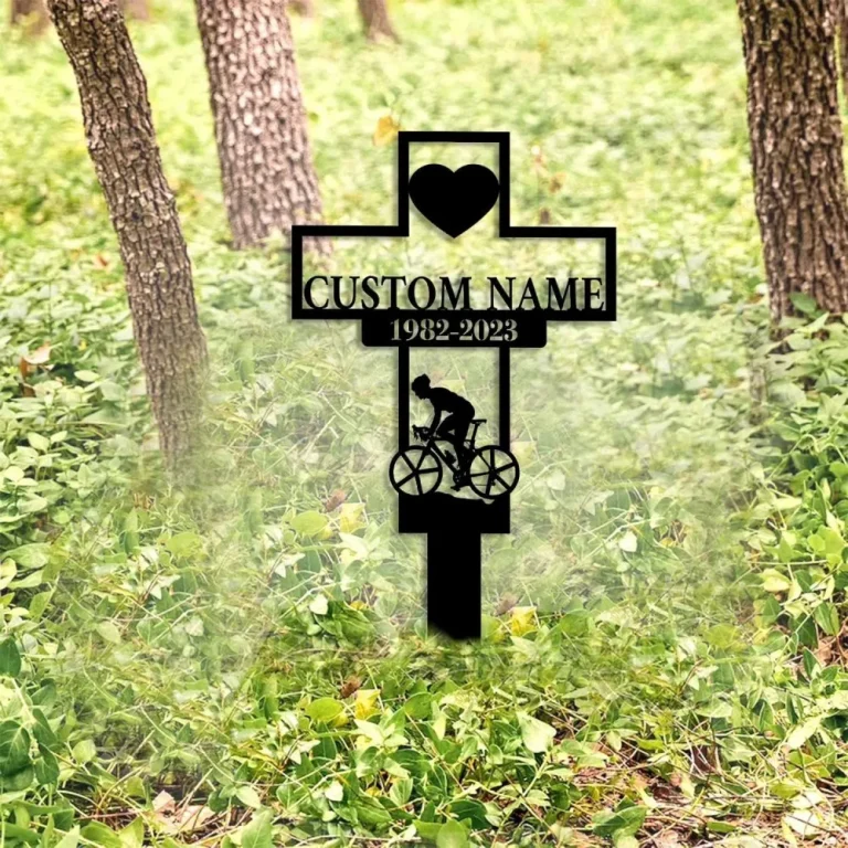 Personalized Cemetery Stake, Bike Rider Loss, Cycling Memorial, In Memorial Of Gift, Bicycle Memorial Gift, Fathers Day Gift, Grave Marker