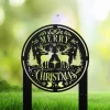 Merry Christmas Wreath Sign, Metal Yard Stake, Driveway Greeting, Outdoor Christmas Decor, Front Yard Decorations, Holiday Lawn Ornament