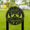 Merry Christmas Wreath Sign, Metal Yard Stake, Driveway Greeting, Outdoor Christmas Decor, Front Yard Decorations, Holiday Lawn Ornament