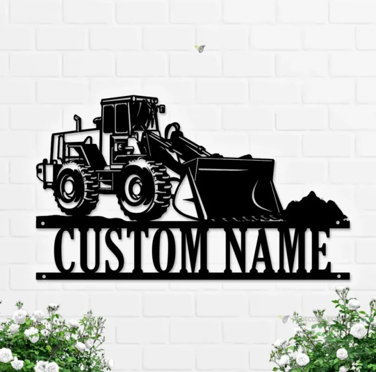 Personalized Bulldozer Driver Metal Wall Art Led Lights, Custom Bulldozer Excavator Name Sign, Home Decor, Heavy Equipment Decoration Birthday