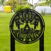 Outdoor Christmas Decor, Merry Christmas Wreath Sign, Metal Yard Stake, Driveway Greeting, Front Yard Decorations, Holiday Lawn Ornament