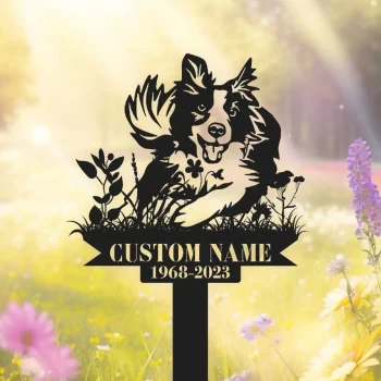 Custom Border Collie Dog Memorial Stake, Dog Memorial Plaque With Stake, Pet Grave Markers, Metal Yard Stakes, Cemetery Stake, Pet Loss Gift