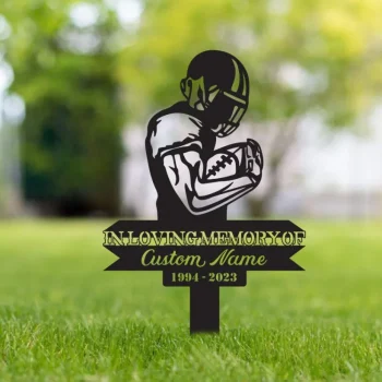 Custom Football Memorial Plaque Stake, Personalized Memorial Garve Maker, Grave Marker Human, Football Memorial Cross For Grave, Sympathy Sign