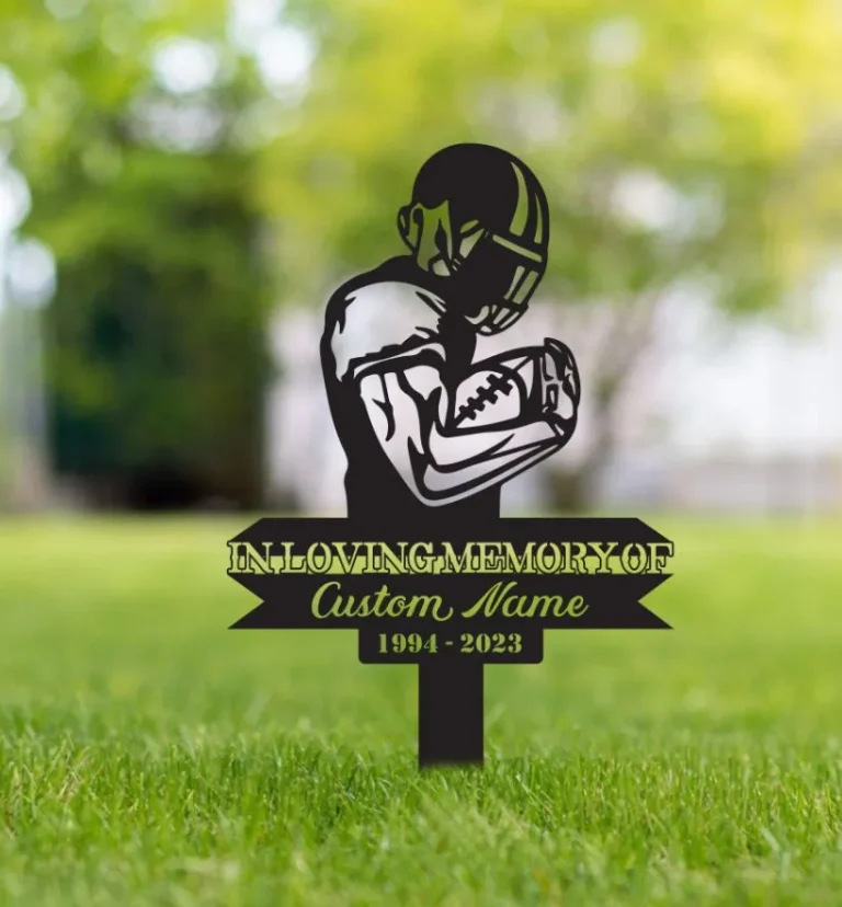 Custom Football Memorial Plaque Stake, Personalized Memorial Garve Maker, Grave Marker Human, Football Memorial Cross For Grave, Sympathy Sign