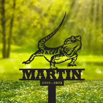 Custom Bearded Dragon Memorial Metal Stake, Lizard Pet Loss Memorial, Sympathy Gift, Garden Decor, Metal Yard Art, Bearded Dragon Sign