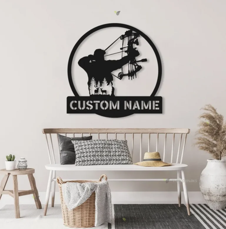 Custom Bow Hunting Metal Wall Art Led Light, Bow Hunting Sign, Hunter Name Sign, Deer Bowhunter Home Decor, Bow Hunting Metal Art, Huntergifts