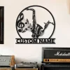 Custom Saxophone Metal Wall Art Led Light, Personalized Saxophone Music Name Sign Decoration Hanging For Home, Instruments Music Decor Gifts