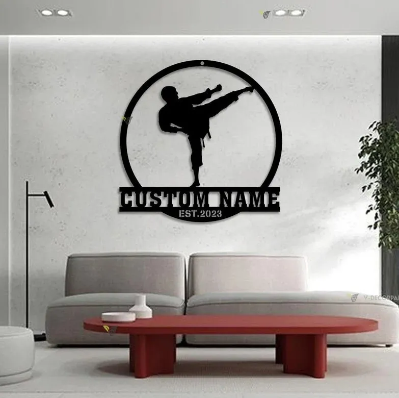 il_fullxfull.5515622330_8z6k-1.webp Personalized Boy Karate Martial Arts Metal Sign With Led Lights, Home Ryukyuan Martial Arts, Decoration Xmas, Custom Kid Karate Name Sign