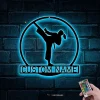 Custom Girl Karate Martial Arts Metal Wall Art With Led Lights, Personalized Kid Karate Name Sign, Home Decor