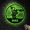 Personalized Dirt Bike Name Sign Home Motorcycle Decor Rider Decoration Custom Motocross Biker Metal Wall Art Led Lights Christmas Gift