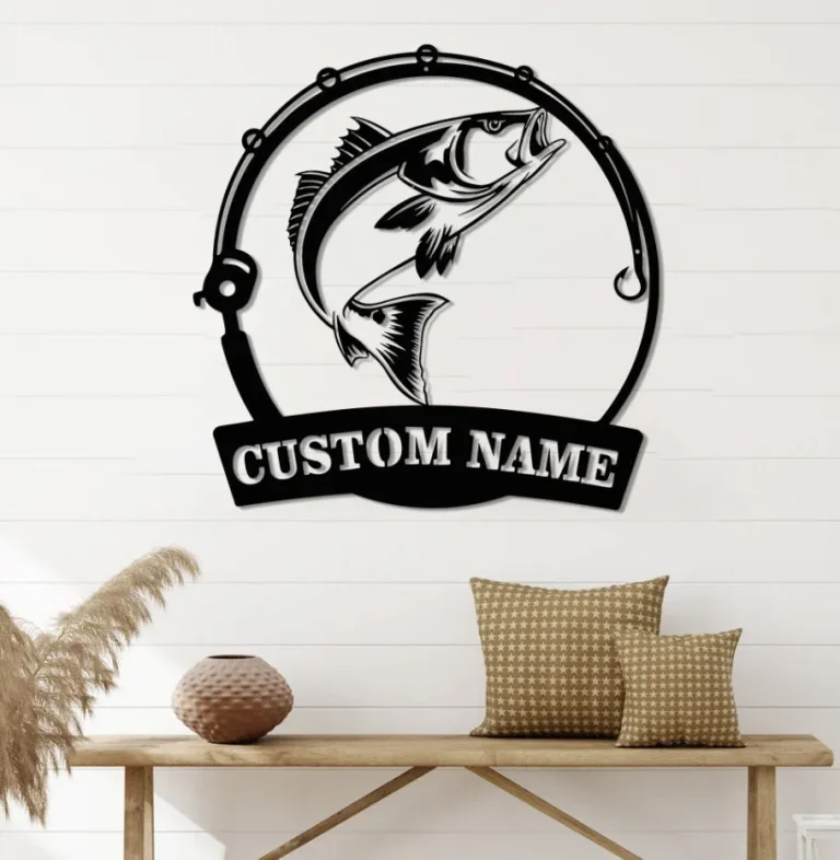 Custom Red Drum Fishing Fish Pole Metal Sign Led Light, Personalized Red Drum Fishing Metal Sign, Red Drum Fish Wall Decor, Fishing Sign